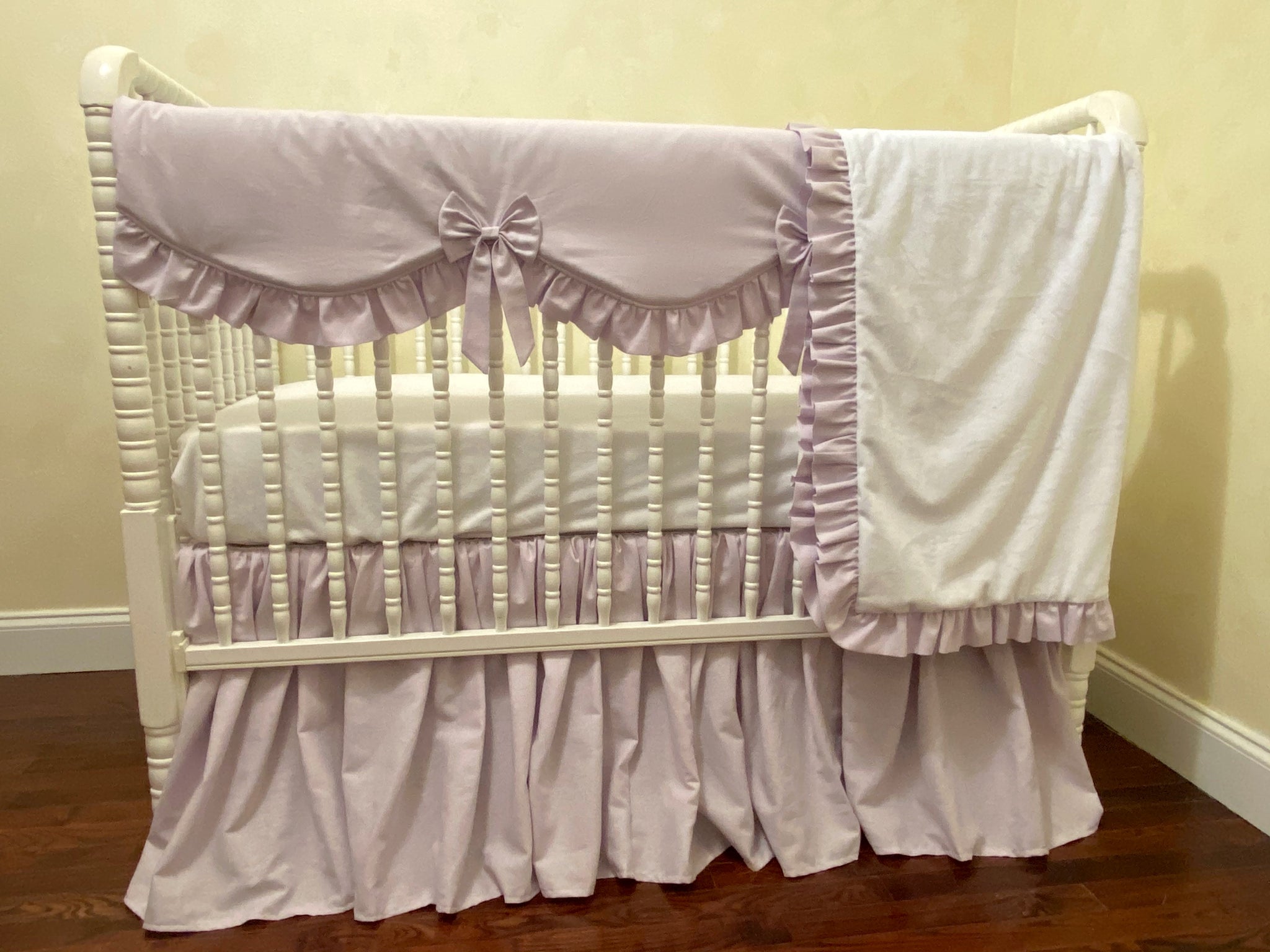 Lavender Linen Crib Bedding, Girl Baby Bedding, Girl Crib Bedding, Crib Rail Cover, Linen Crib Skirt