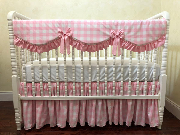 Pink plaid outlet crib skirt