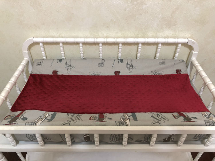 Airplane Crib Bedding - Boy Baby Bedding, Airplane Baby Bedding in Gray, Crimson, and Navy