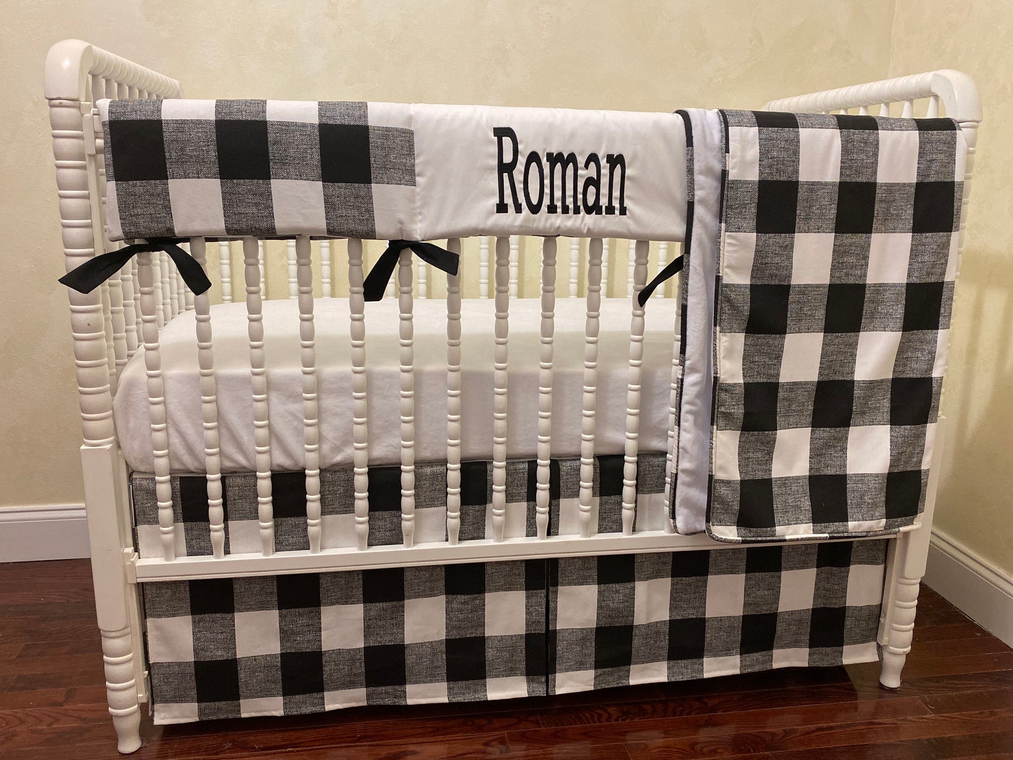 Black Buffalo Plaid Baby Bedding - Black Buffalo Check Crib Bedding