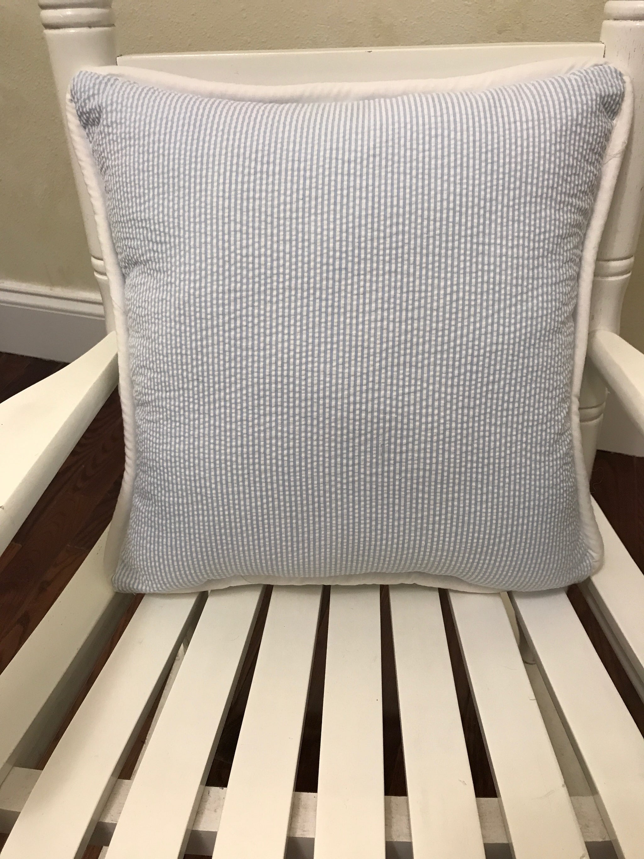 Light Blue Seersucker Crib Bedding, Baby Boy Crib Bedding, Crib Rail Cover