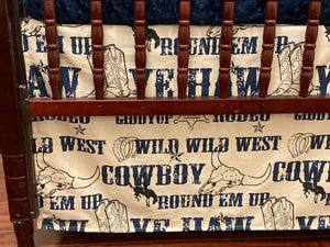 Cowboy Crib Bedding Set, Boy Baby Bedding, Blue Western Nursery Bedding