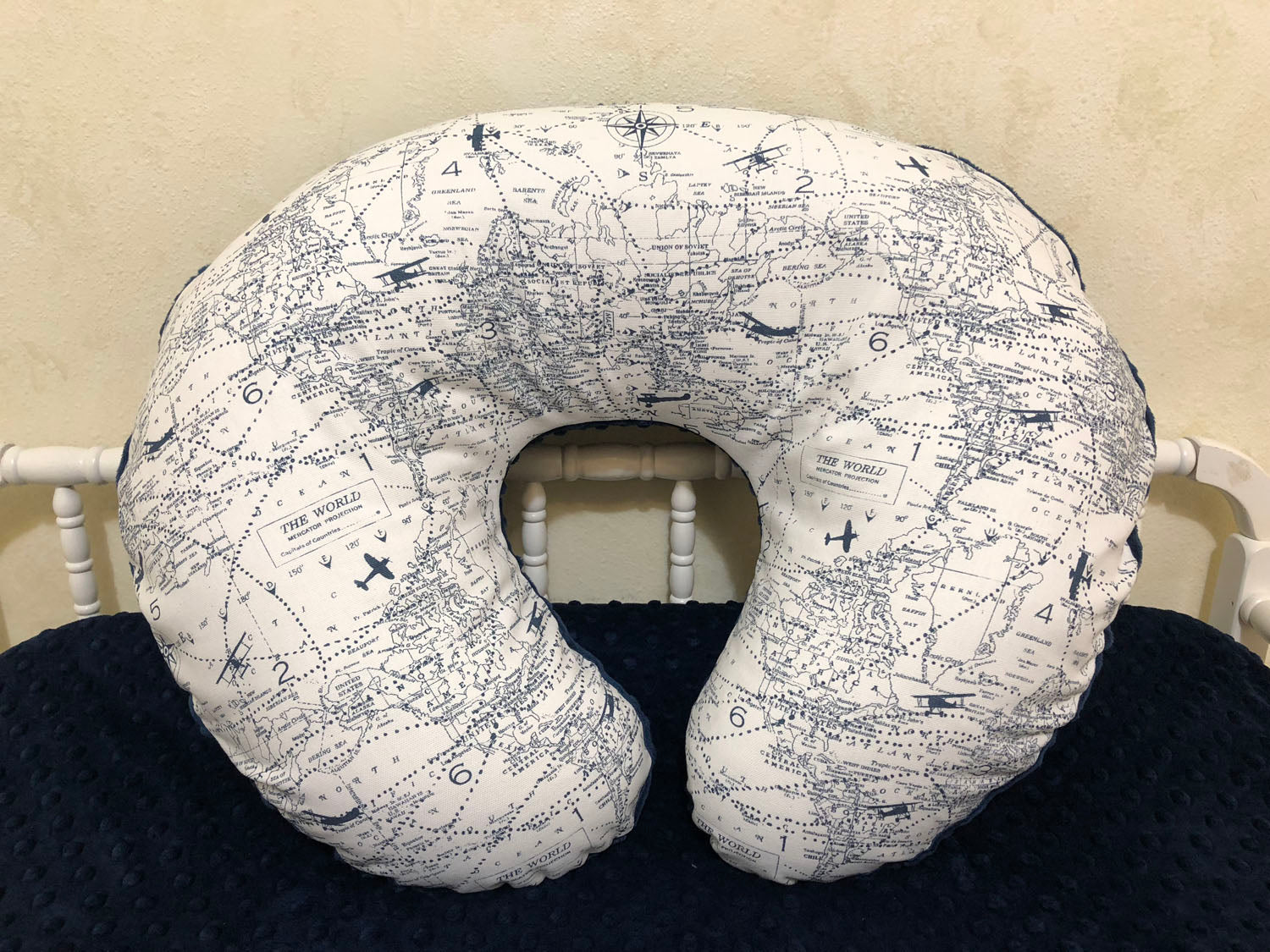Navy and White Airplane Bedding - Boy Baby Bedding, Air Traffic Map Crib Bedding