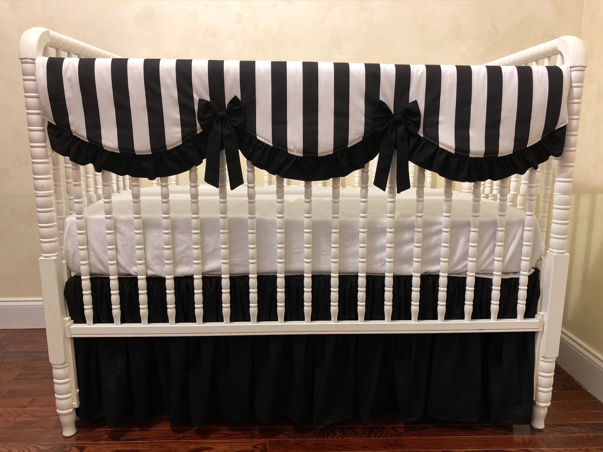 Black and White Baby Girl Crib Bedding, Girl Baby Bedding, Crib Rail Cover