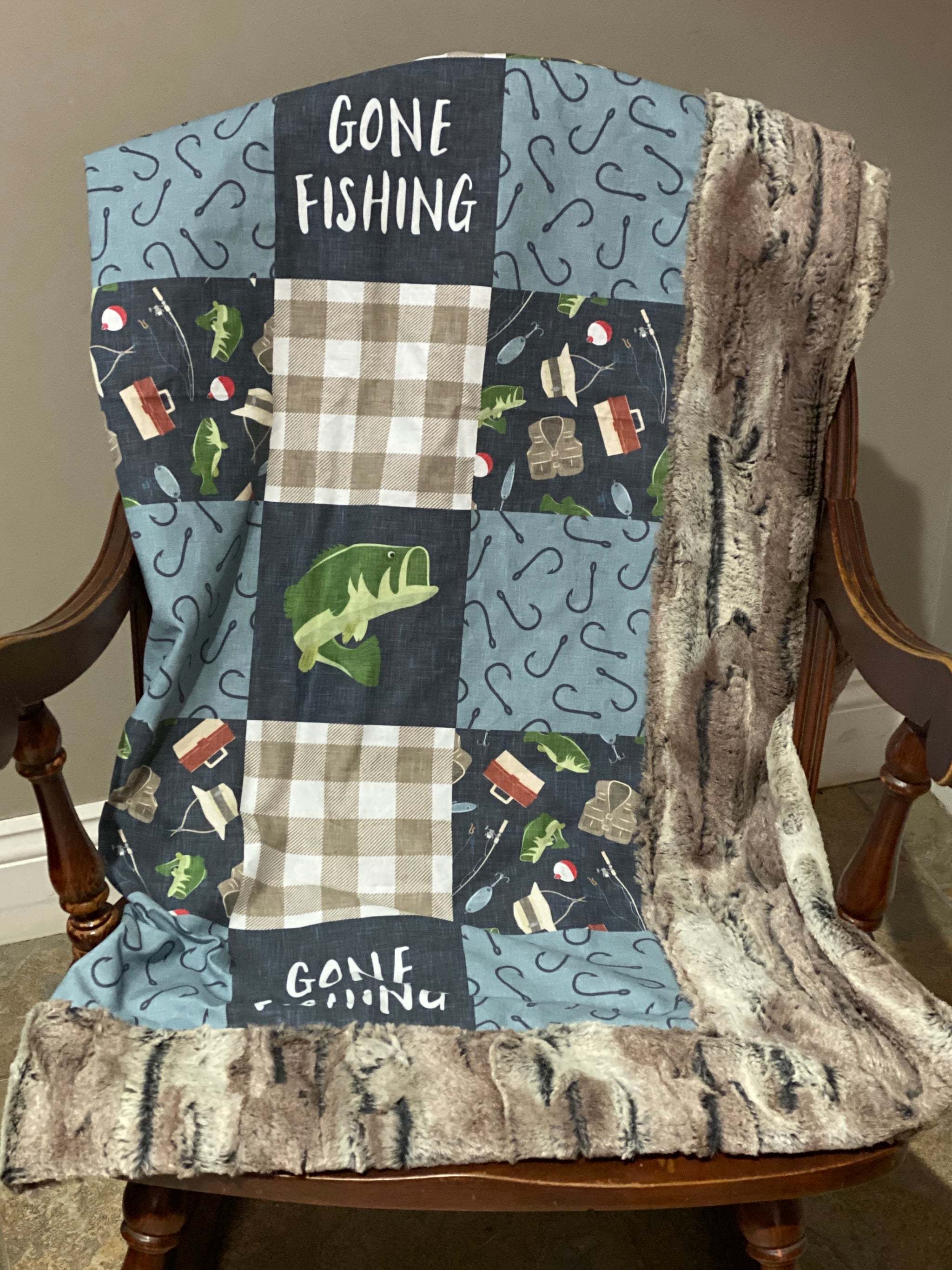 Gone Fishing Boy Crib Bedding, Baby Boy Fishing Bedding, Crib Rail Cover