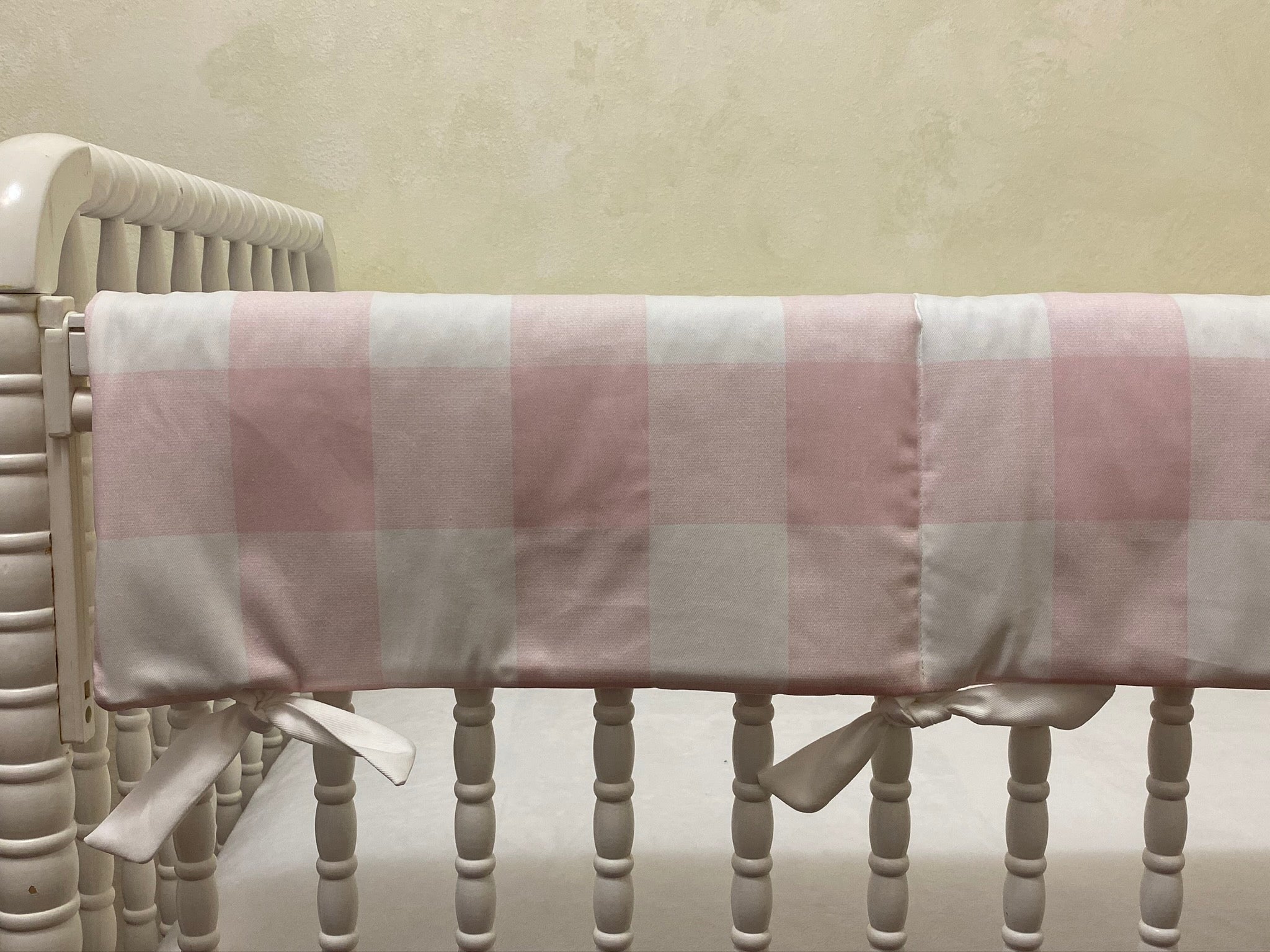 Pink Buffalo Plaid Girl Crib Bedding - Buffalo Plaid Baby Bedding , Crib Rail Cover, Pink Plaid Crib Skirt
