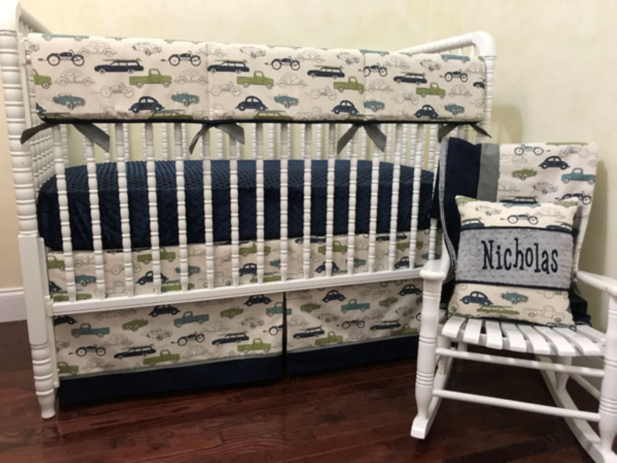 Cars and Trucks Baby Bedding, Boy Crib Bedding, Crib Rail Cover