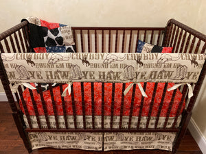 Western Cowboy Crib Bedding, Cowboy Baby Bedding, Western Nursery Bedding, Crib Rail Cover