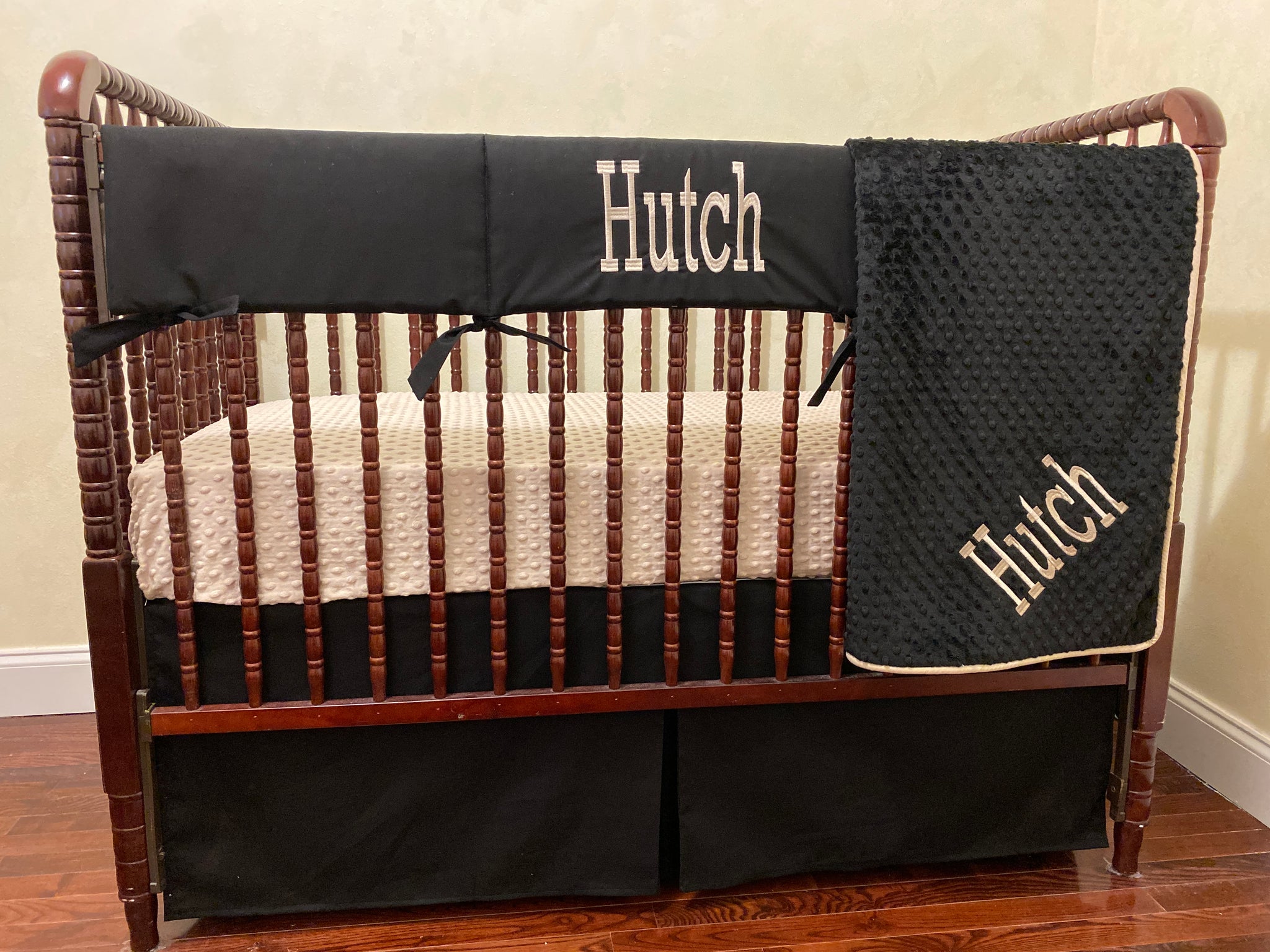 Boy Crib Bedding, Black Crib Bedding, Crib Rail Cover