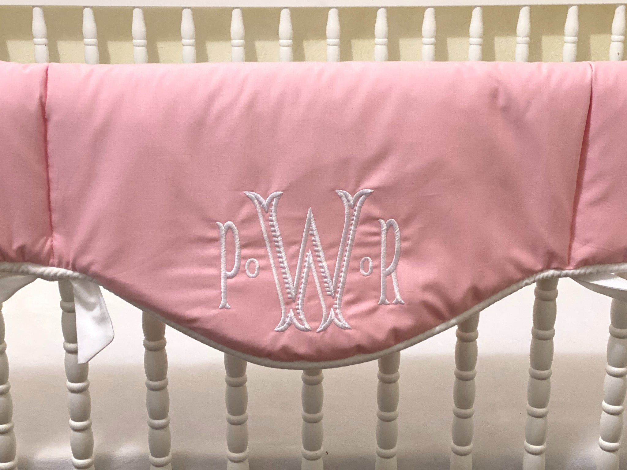 Pink Crib Bedding, Girl Baby Bedding, Scalloped Crib Rail Cover
