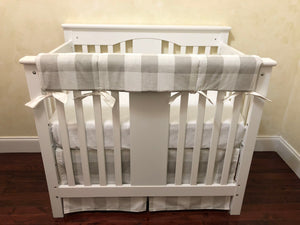 French Gray Buffalo Plaid Mini Crib Bedding Set - Boy Mini Crib Bedding