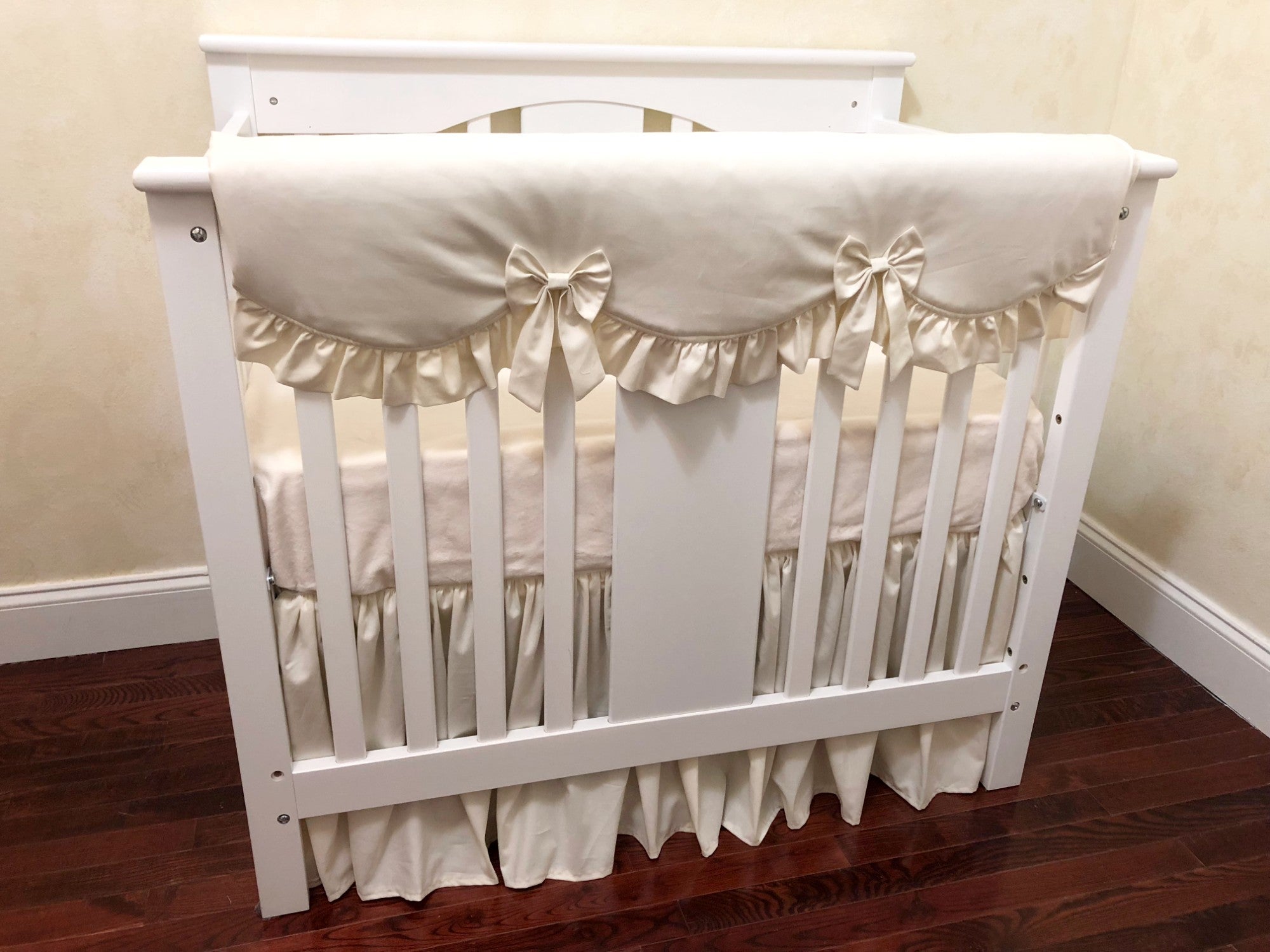 Ivory Baby Girl Mini Crib Bedding - Girl Mini Crib Baby Bedding, Ivory Mini Crib Bedding