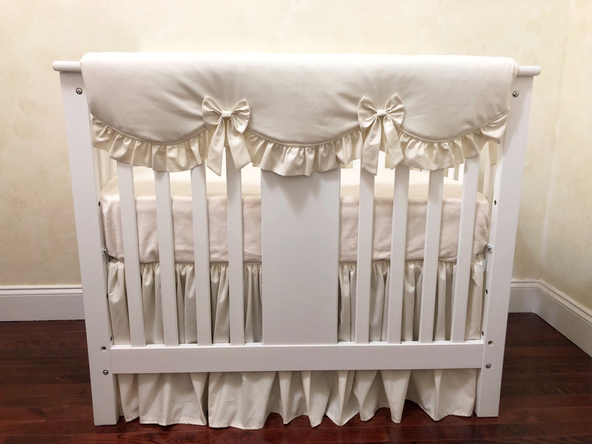Ivory Baby Girl Mini Crib Bedding - Girl Mini Crib Baby Bedding, Ivory Mini Crib Bedding