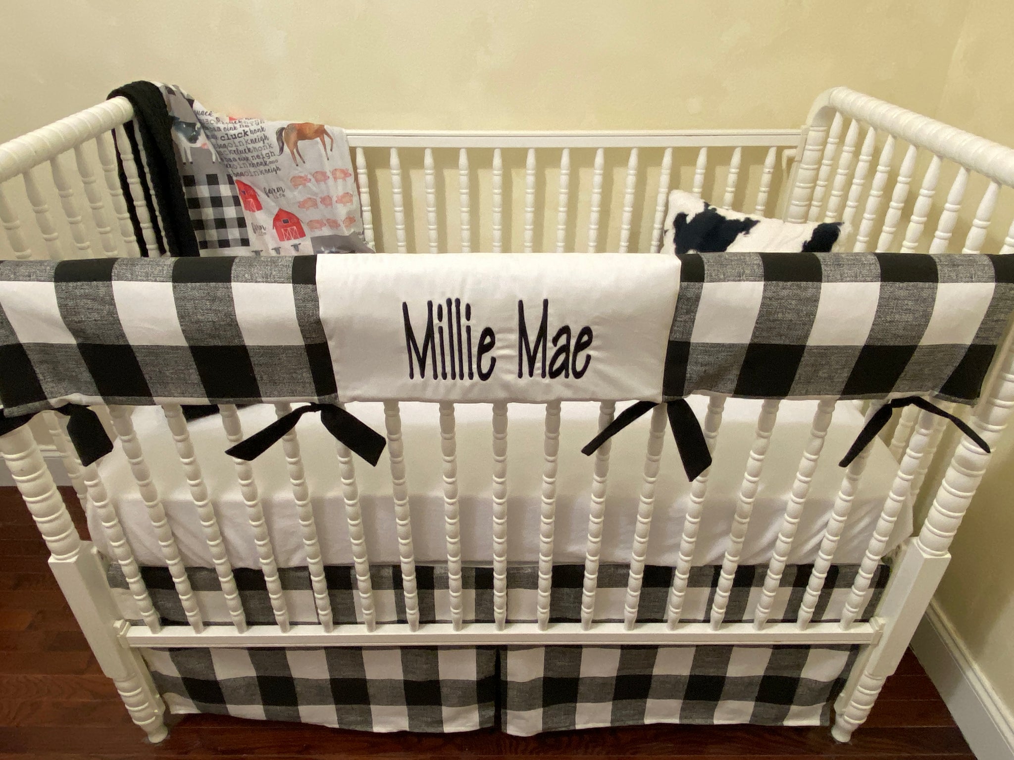 Black Buffalo Plaid Farmhouse Baby Bedding - Black Buffalo Check Crib Bedding