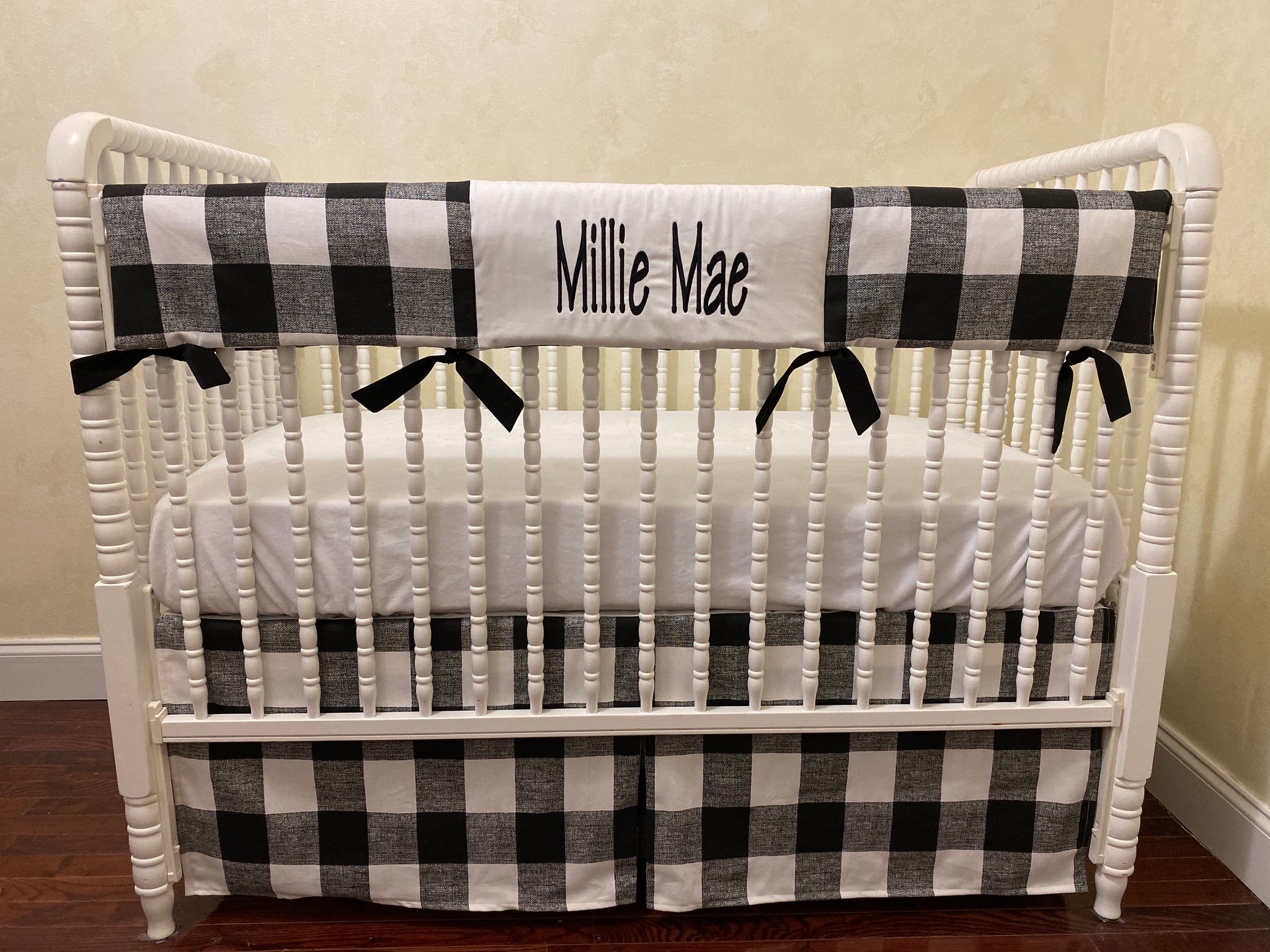 Black Buffalo Plaid Farmhouse Baby Bedding - Black Buffalo Check Crib Bedding