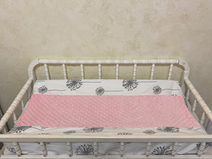 Gray and Pink Girl Baby Bedding Set Adalys - Girl Crib Bedding, Crib Rail Cover with Ruffled Skirt