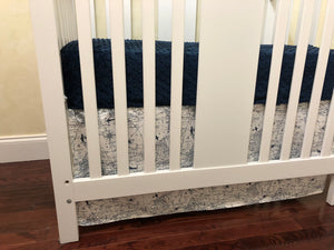 Airplane Mini Crib Bedding Set - Baby Boy Mini Crib Bedding in Navy Blue and White