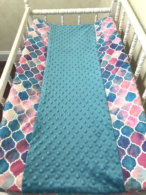 Changing Pad Cover - Mermaid Tile with Teal Minky
