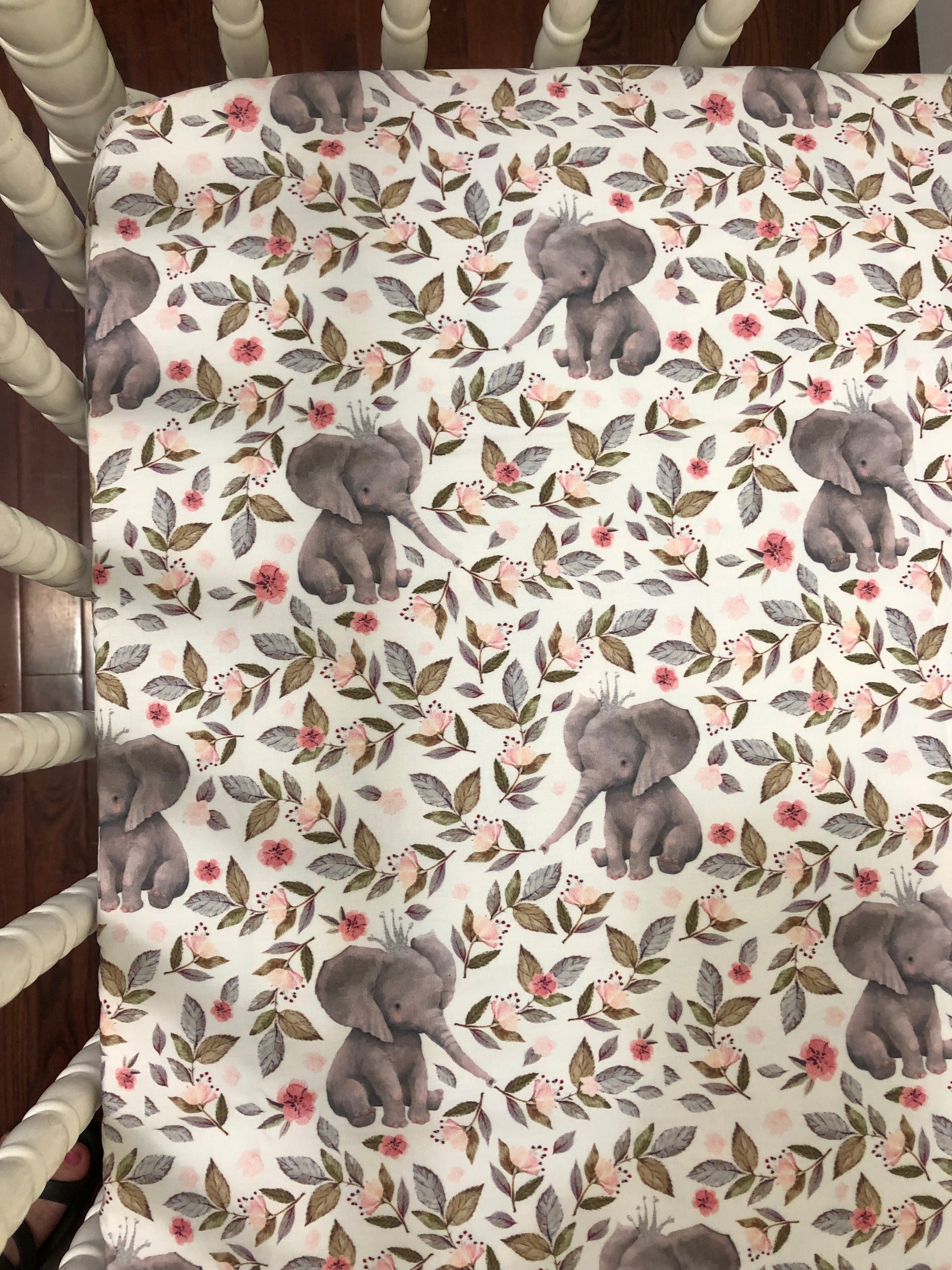 Pink Elephant Mini Crib Bedding Set - Girl Baby Bedding, Girl Mini Crib Bedding