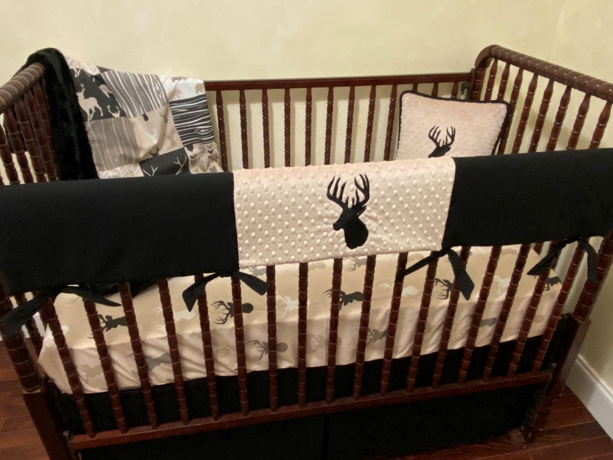 Boy Deer Crib Bedding, Baby Boy Woodland, Deer Bedding, Crib Rail Cover