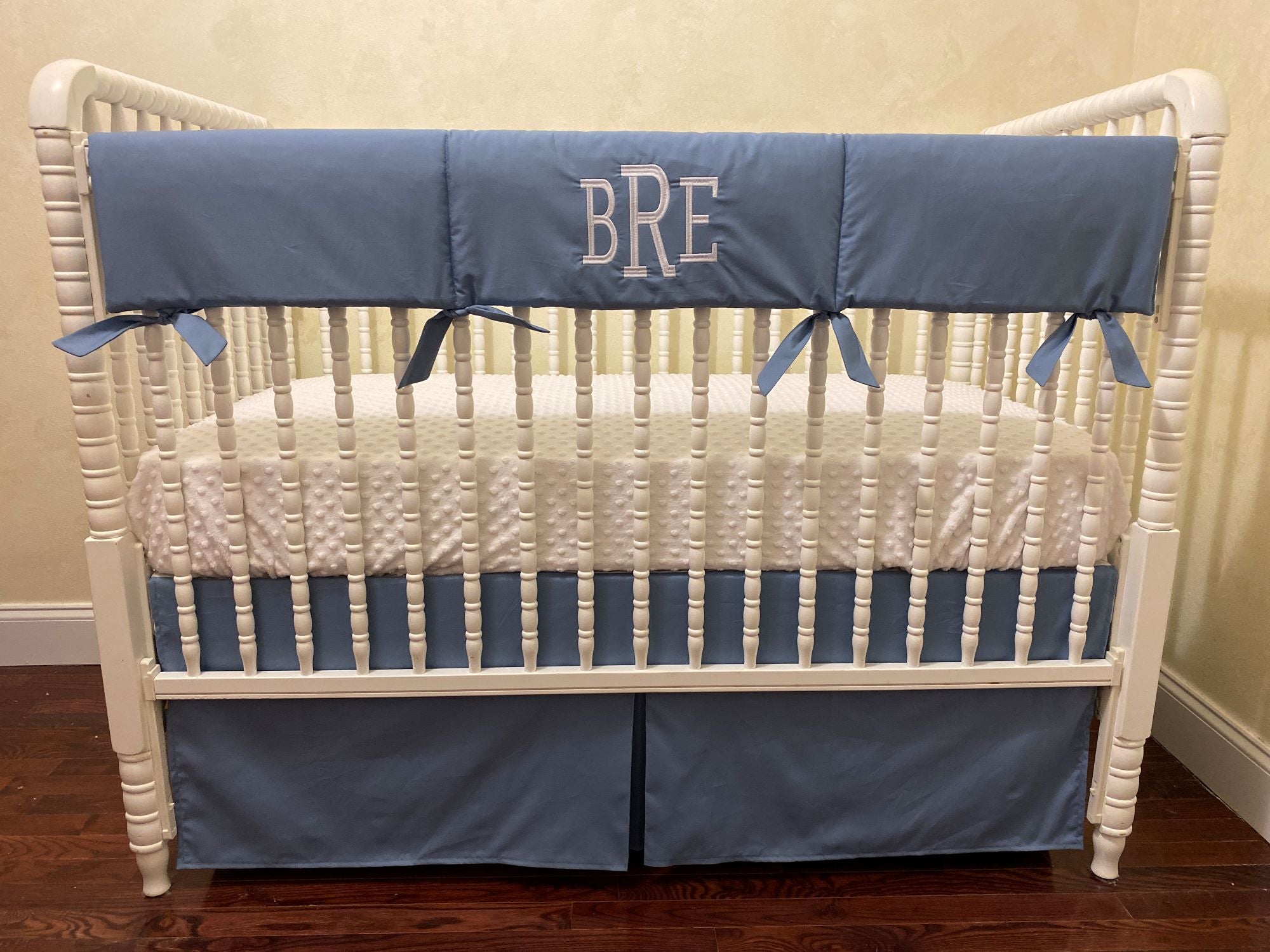 Denim Blue Baby Boy Crib Bedding - Boy Crib Bedding, Crib Rail Cover