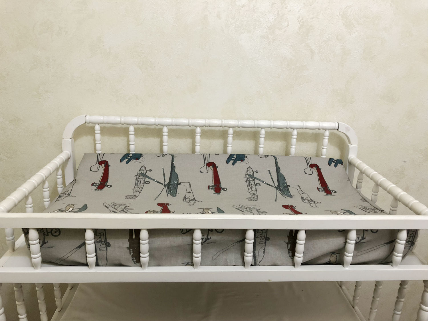 Baby Boy Airplane Crib Bedding with Navy Blue and Red