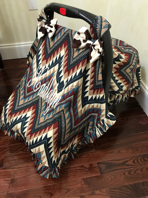 Car Seat Cover - Western Chevron with Ivory