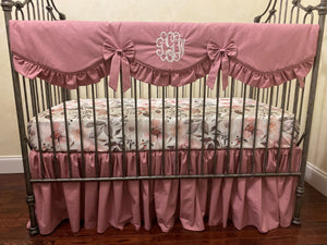Dusty Rose, Mauve Crib Bedding, Girl Baby Bedding, Crib Rail Cover