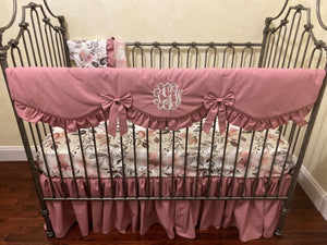 Dusty Rose, Mauve Crib Bedding, Girl Baby Bedding, Crib Rail Cover