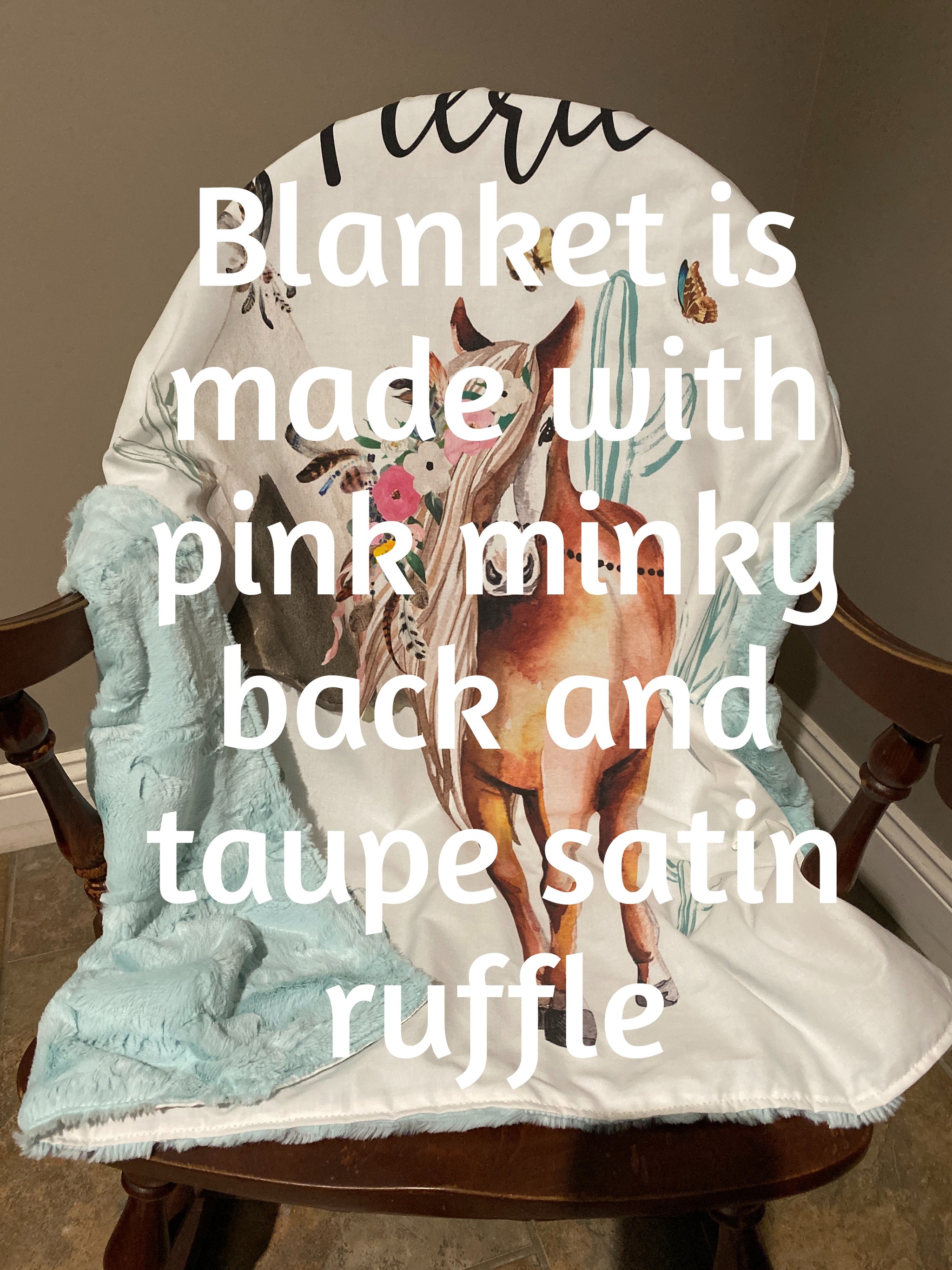 Baby Girl Boho Floral Horse Crib Bedding- Girl Horse Baby Bedding in Light Pink and Taupe
