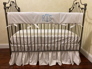 White Gender Neutral Baby Bedding, Girl Crib Bedding, Boy Crib Bedding, Crib Rail Cover