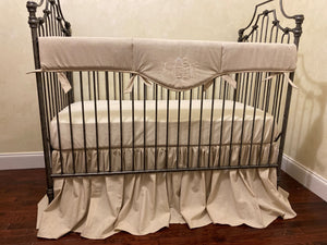 Natural Linen Baby Bedding - Gender Neutral Crib Bedding, Boy Crib Bedding, Crib Rail Cover