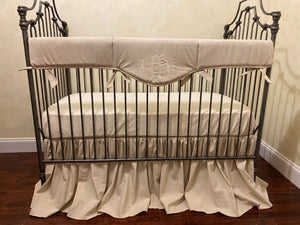 Natural Linen Baby Bedding - Gender Neutral Crib Bedding, Boy Crib Bedding, Crib Rail Cover