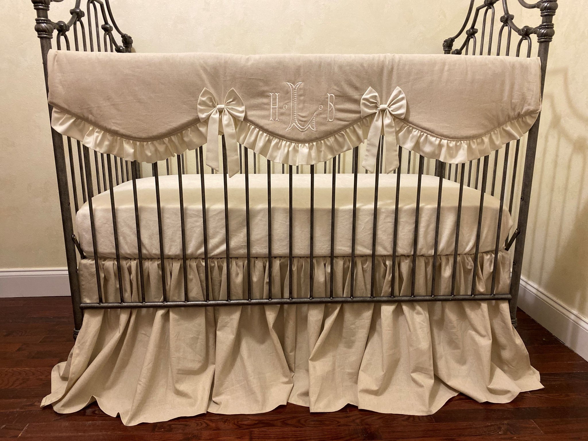 Linen Crib Bedding - Gender Neutral Baby Bedding, Girl Crib Bedding, Crib Rail Cover