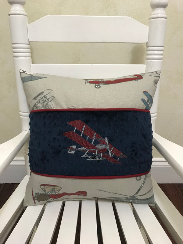 Airplane Crib Bedding - Boy Baby Bedding, Airplane Baby Bedding in Gray, Crimson, and Navy