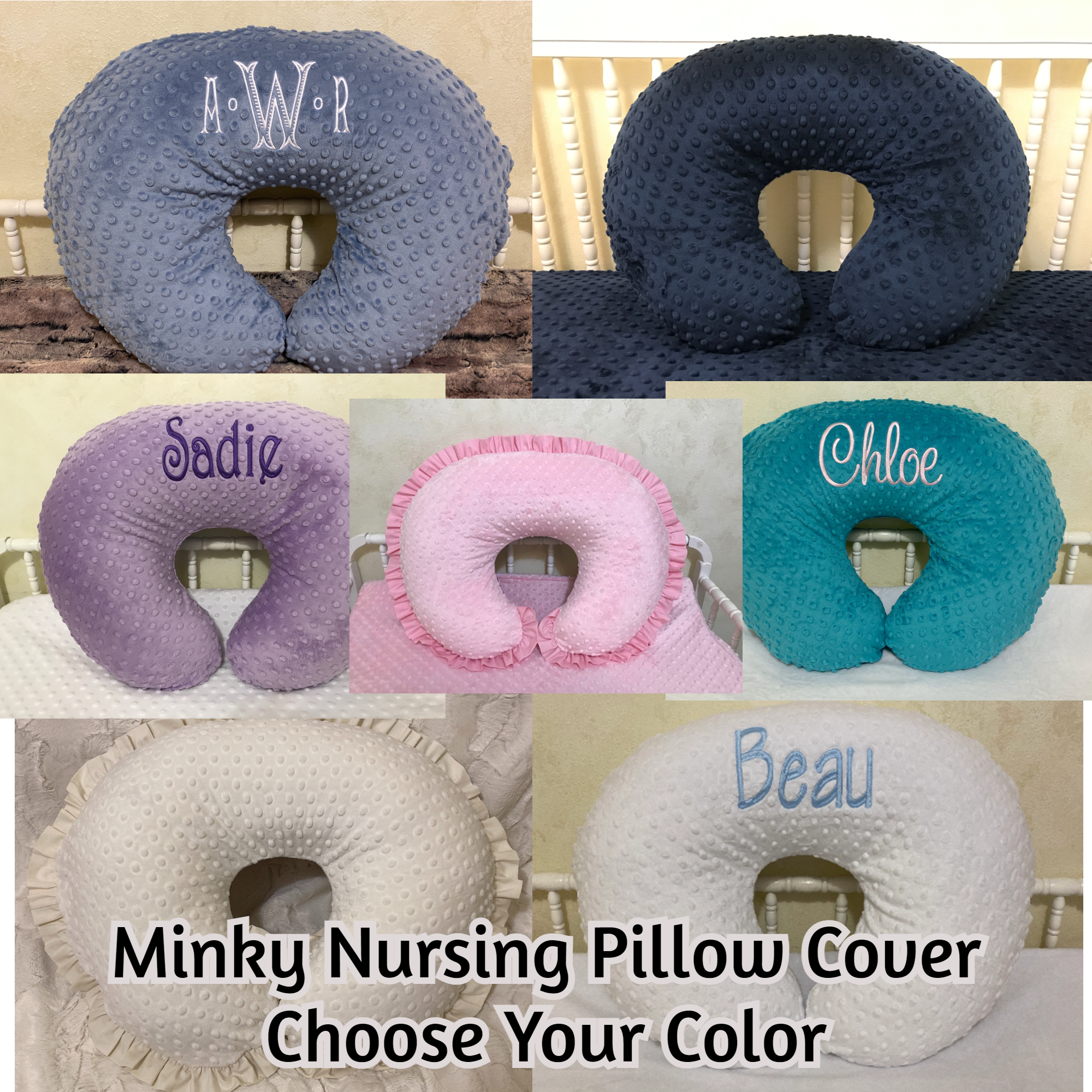 Minky Dot Nursing Pillow Cover - Choose Your Color