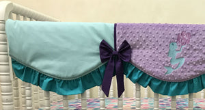 Mermaid Crib Bedding - Girl Baby Bedding, Mermaid Bedding in Aqua, Teal, and Lavender