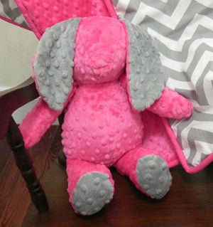 Snuggle Pal Bunny - Hot Pink with Gray