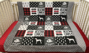 Firefighter Crib Bedding Set - Boy Baby Bedding, Fire Truck Baby Bedding in Gray, Black, and Red