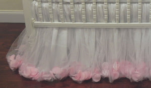 White and Pink Girl Crib Bedding Set Giselle - Princess Crib Bedding, Ballerina Baby Bedding, Crib Rail Cover