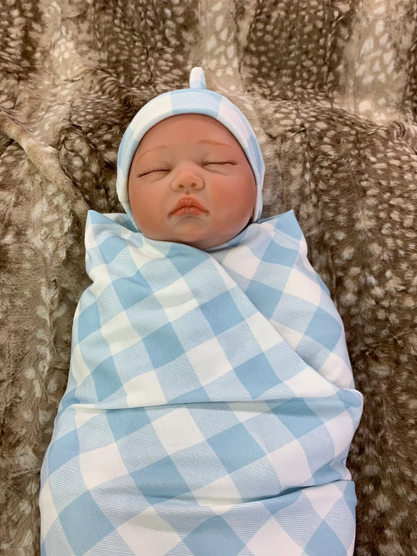 Light Blue Buffalo Check Infant Swaddle Blanket Just Baby Designs