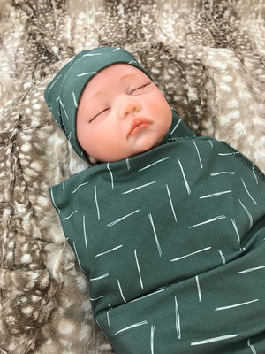 Hunter Green Chevron Infant Swaddle Blanket