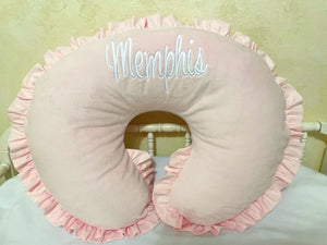 Pale Pink Minky Nursing Pillow Cover with Ruffle