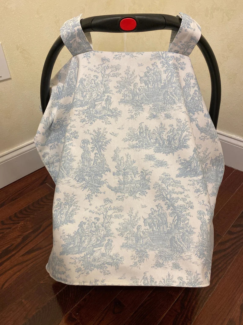 Car Seat Canopy Cover - Blue Toile