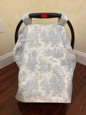 Car Seat Canopy Cover - Blue Toile