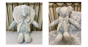 Toile Stuffed Bunny or Bear, Personalized Stuffed Animal