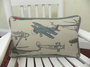 Vintage Airplane with Gray Accent Pillow