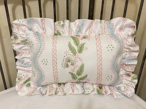 Girl Crib Bedding, Pink, Blue, and Green Stripes and Vines Baby Bedding