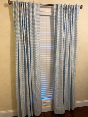 Blue Gingham Curtain Panels