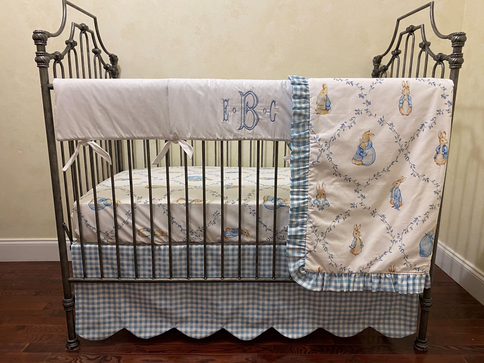 Peter Rabbit and Blue Gingham Crib Bedding